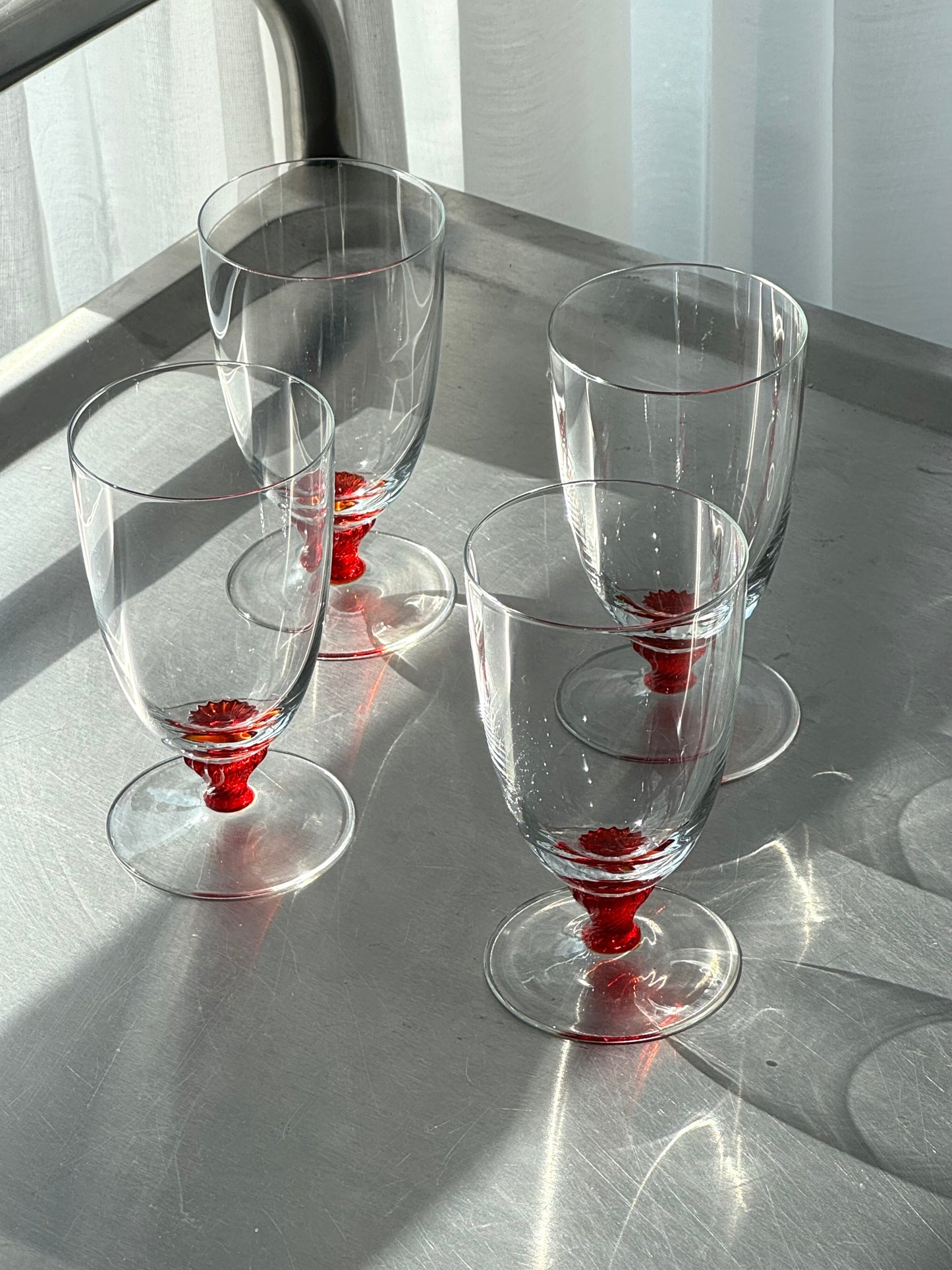 Red stem glasses