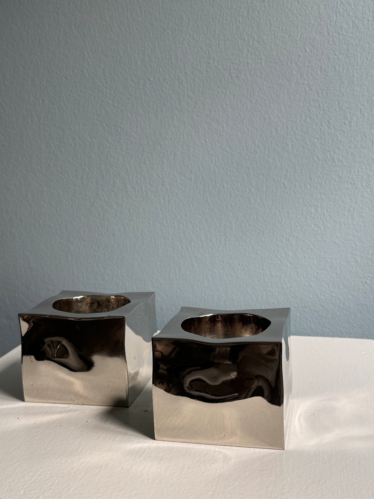 Silver plated candleholders