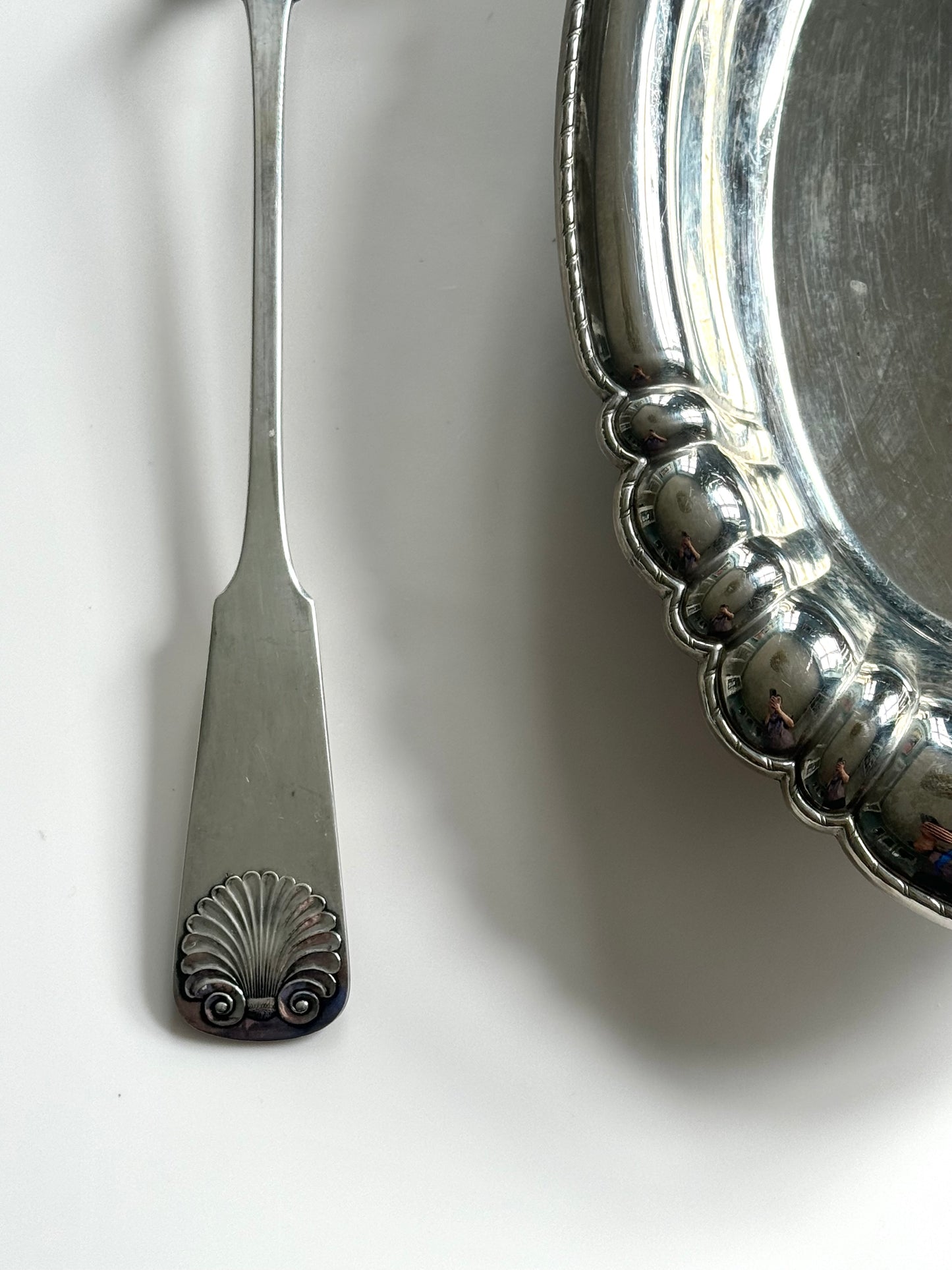 Silver pleated serving spoon