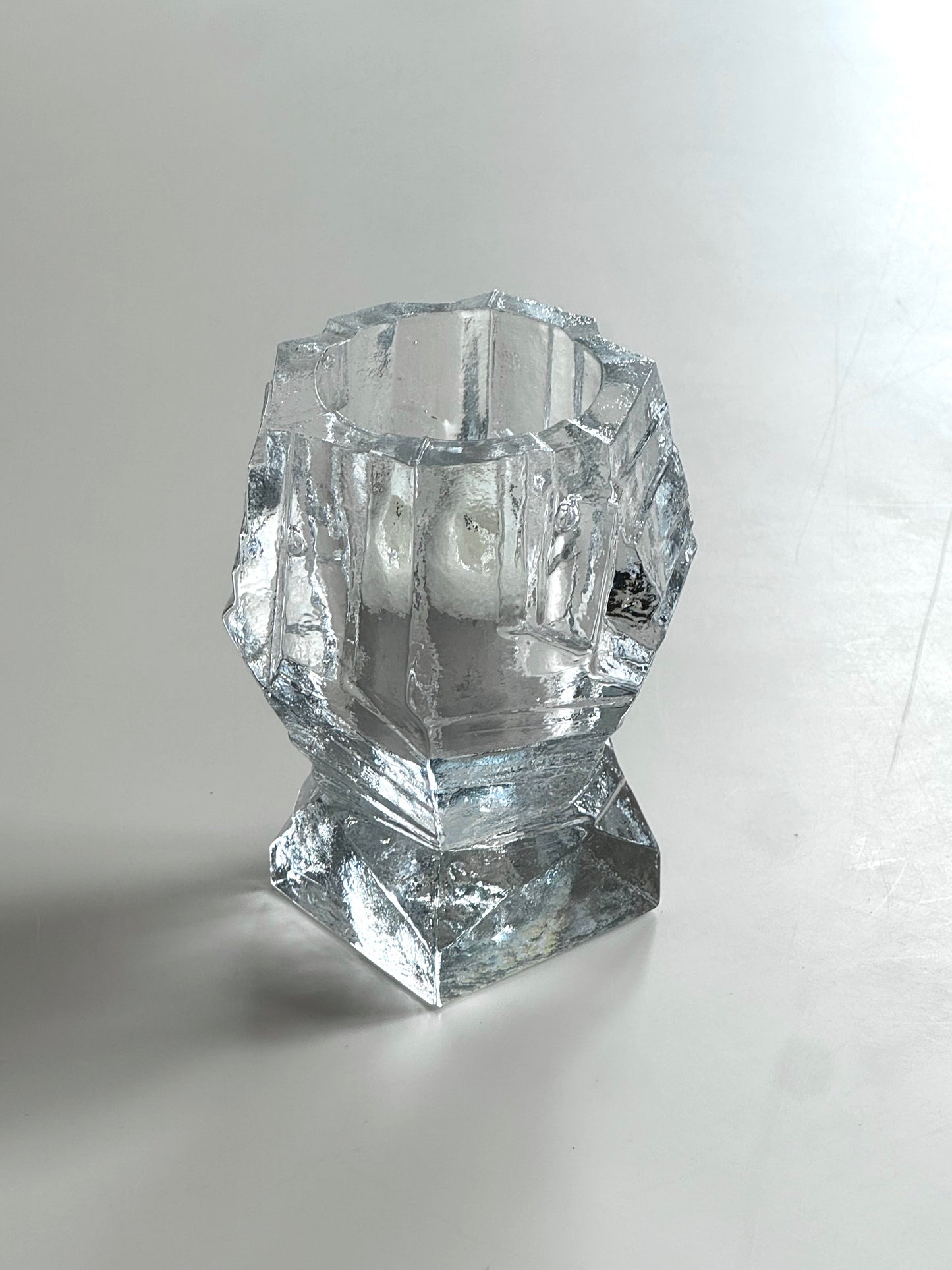 Heavy glass candleholder