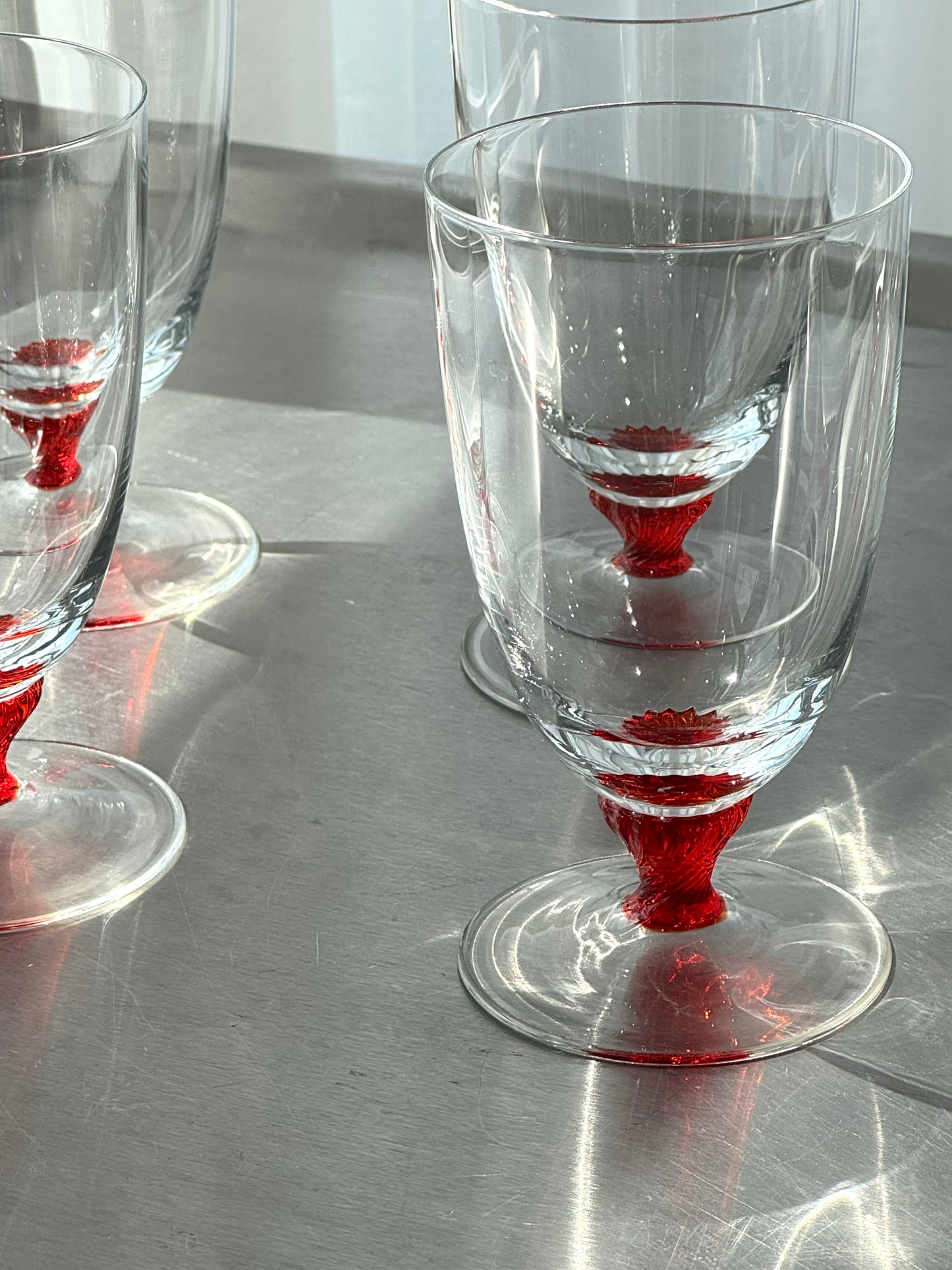 Red stem glasses