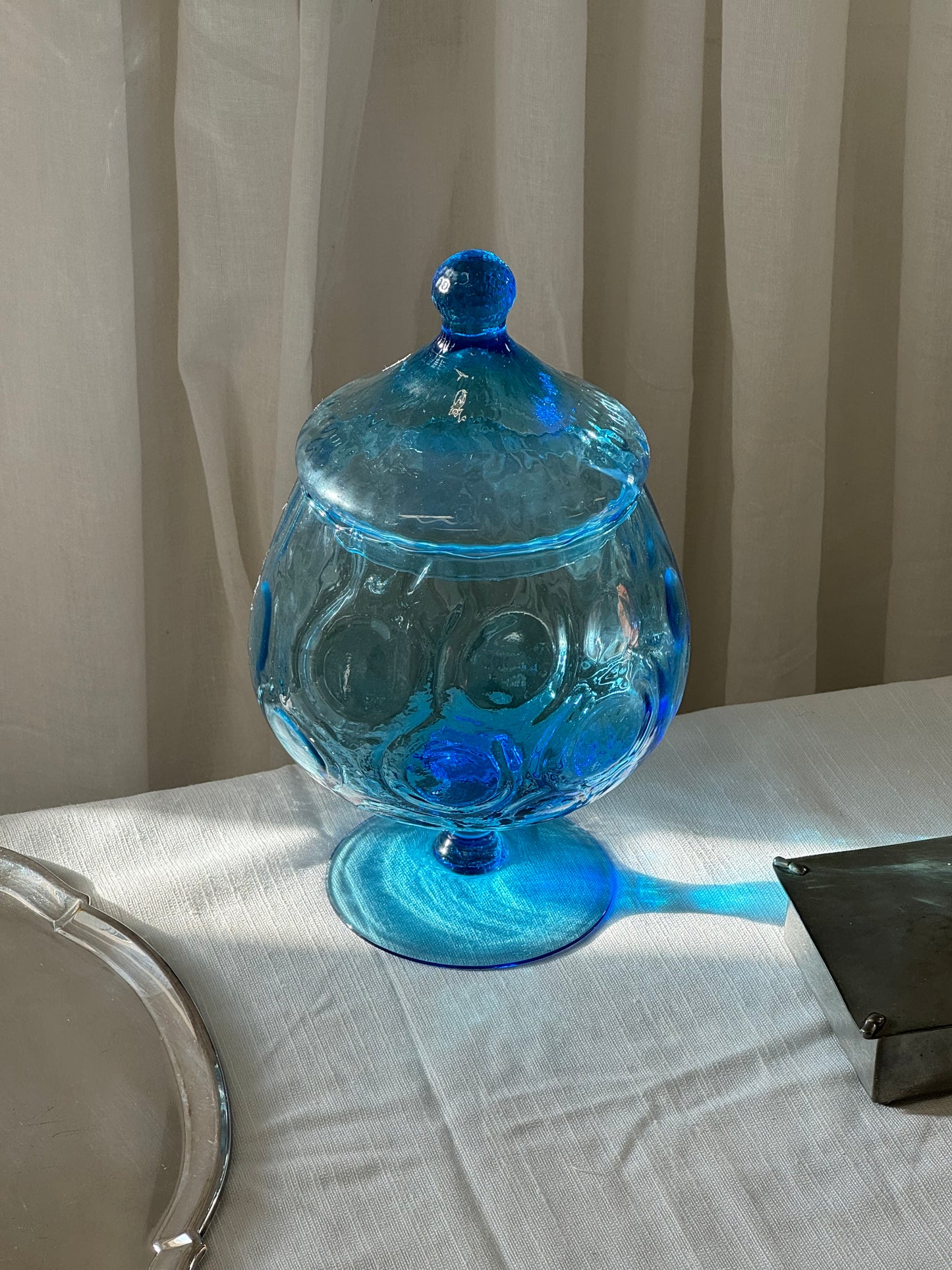 Blue glass bonbonniere