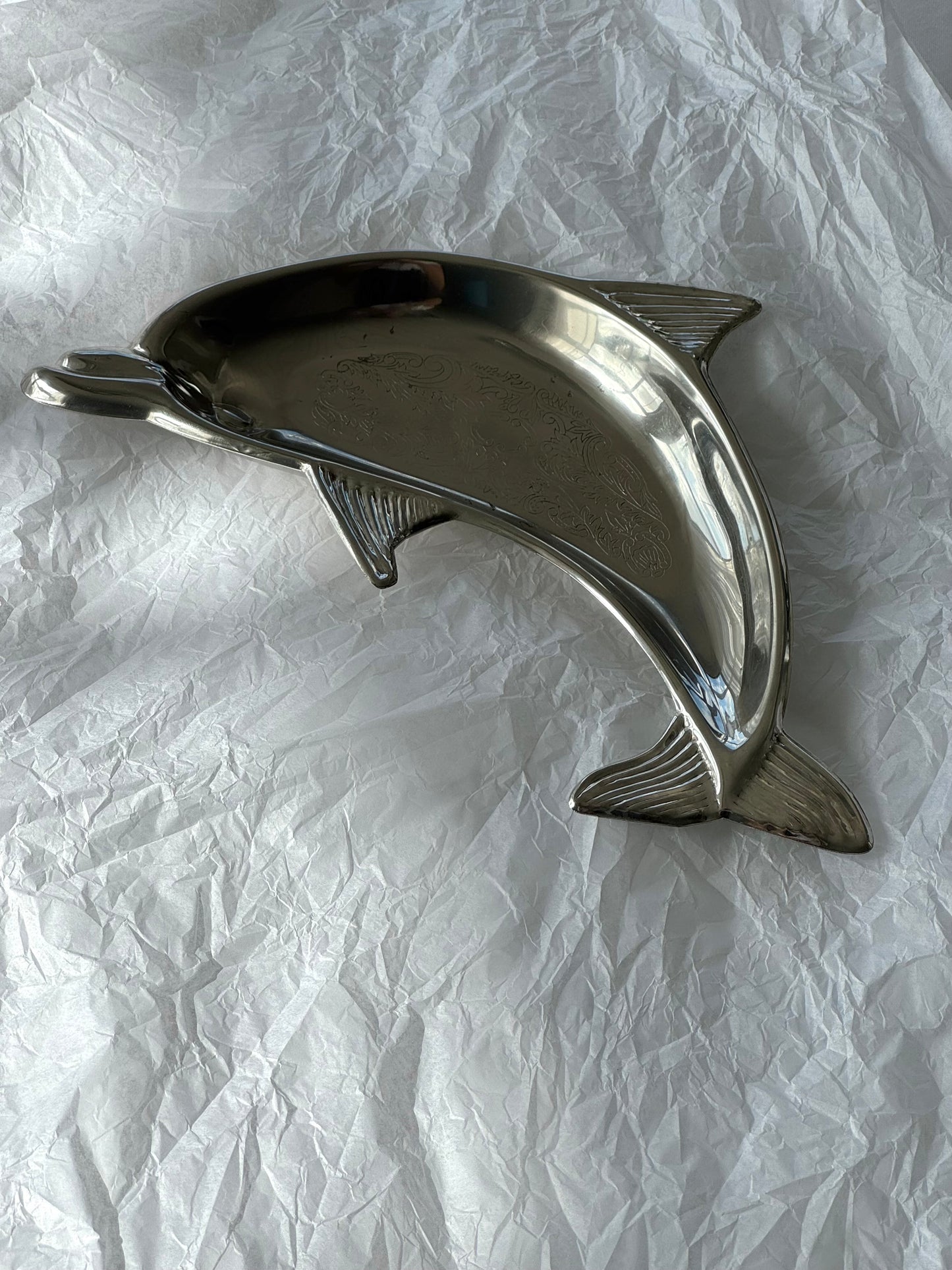 Silver plated dolphin bowl