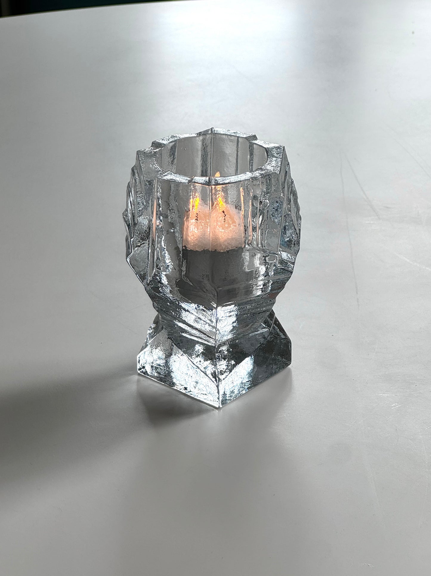 Heavy glass candleholder
