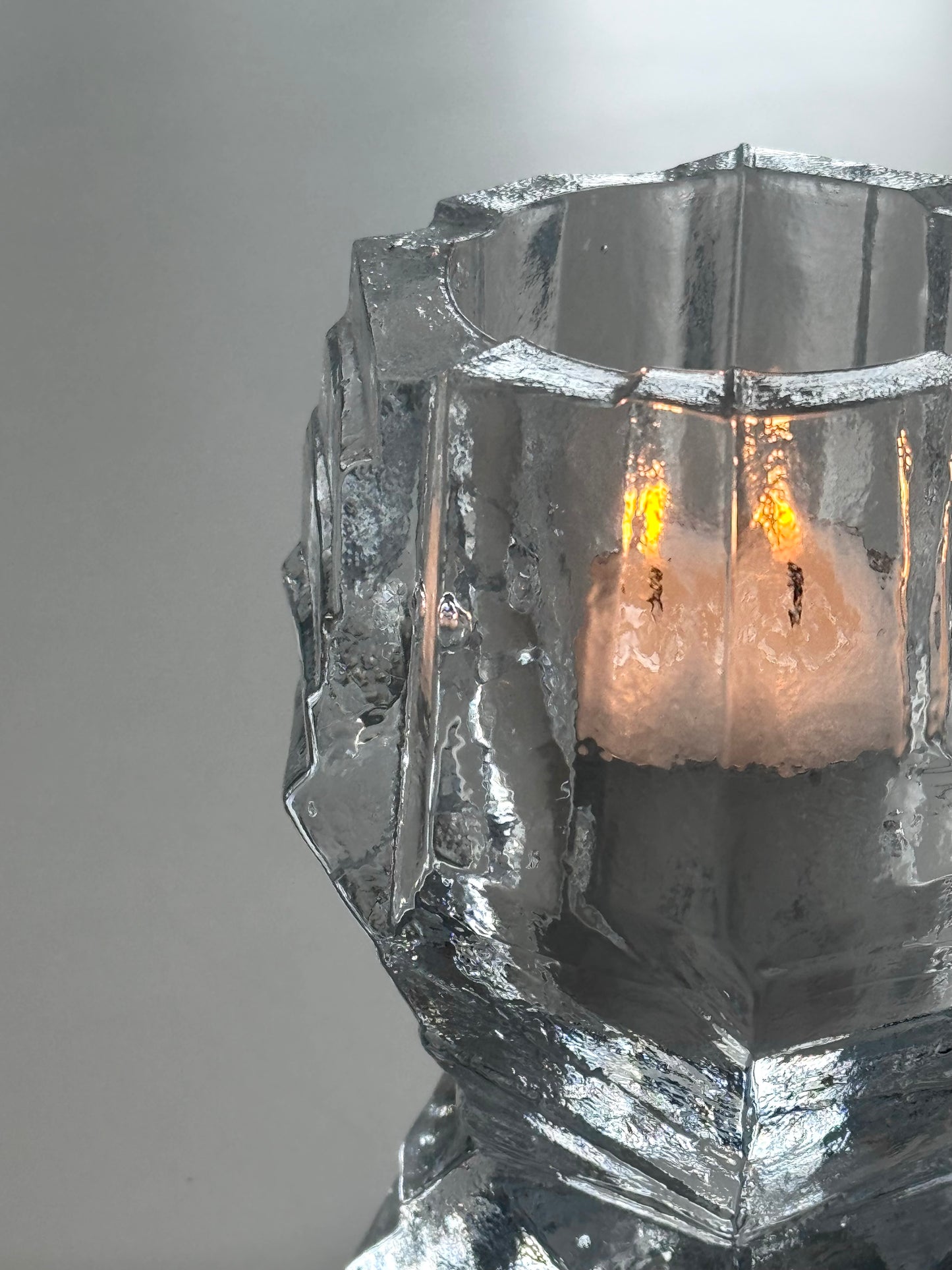 Heavy glass candleholder