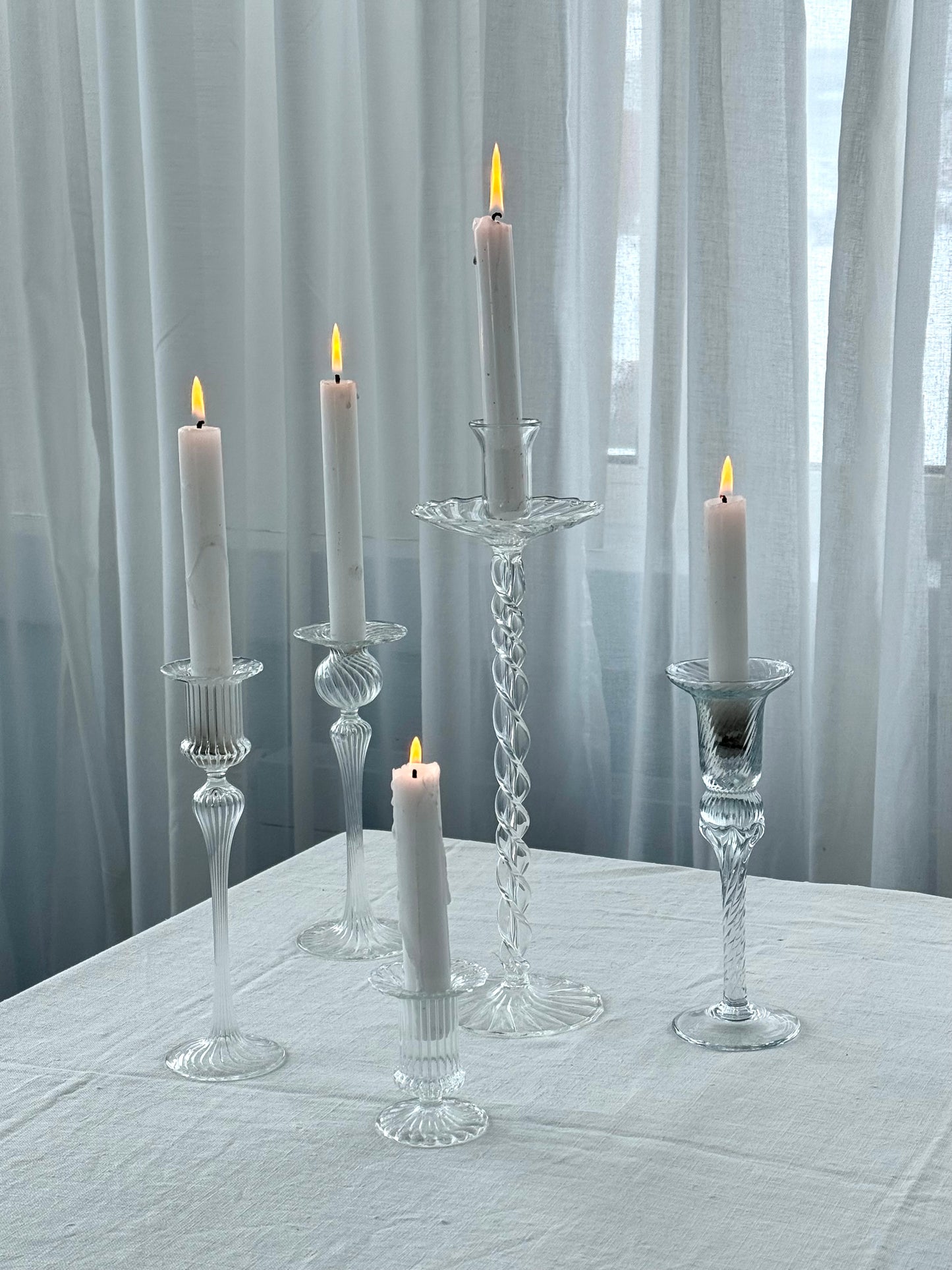 Swirling crystal candleholder