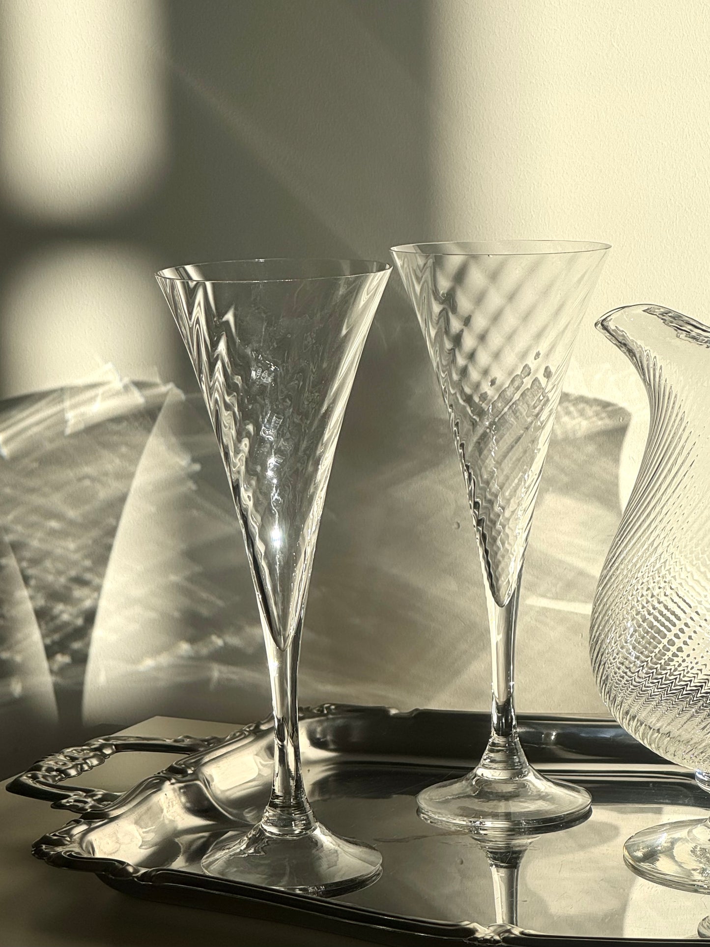 Swirling champagne glasses