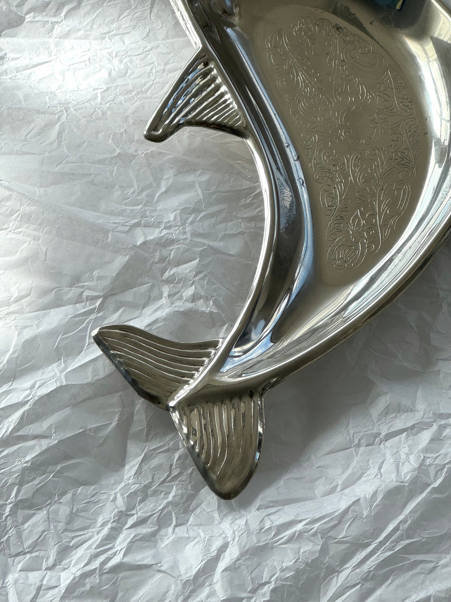 Silver plated dolphin bowl