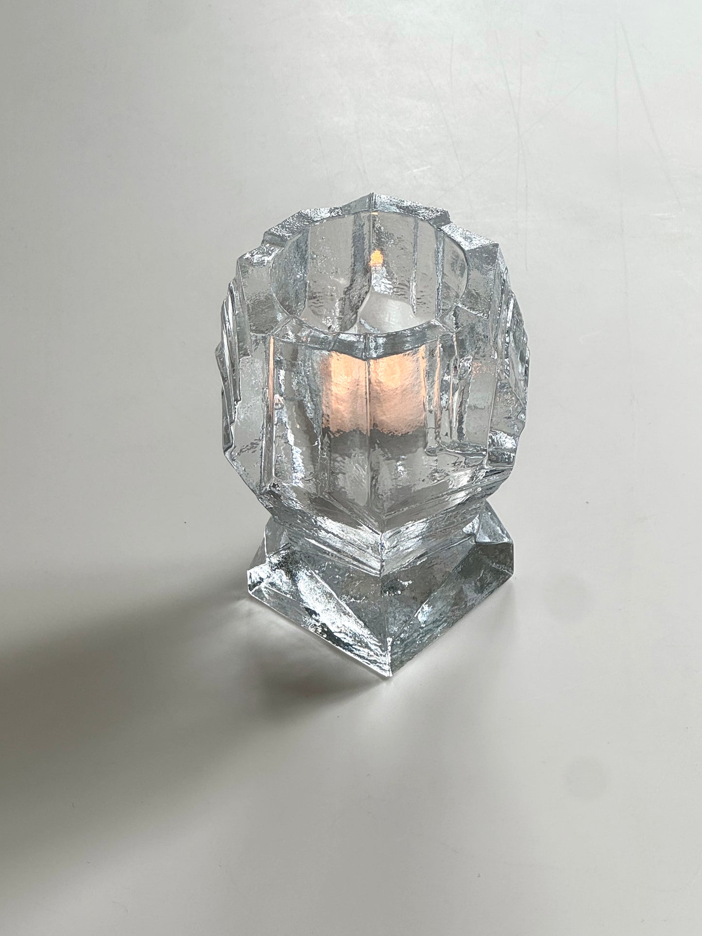 Heavy glass candleholder