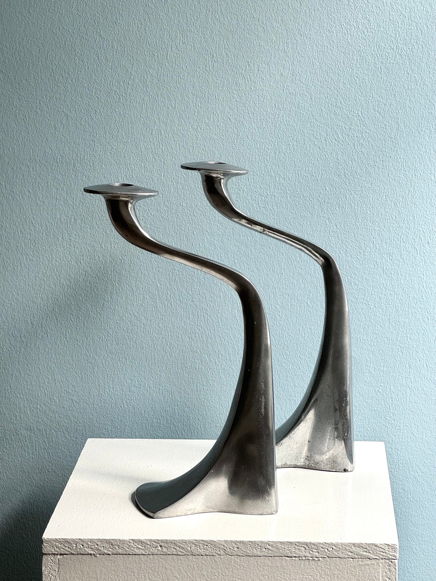Vintage aluminium candleholders