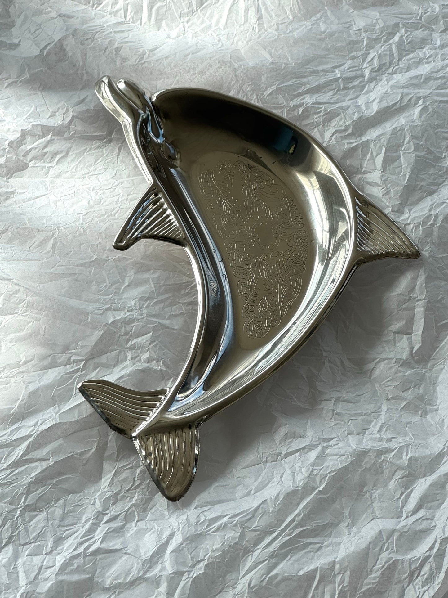 Silver plated dolphin bowl