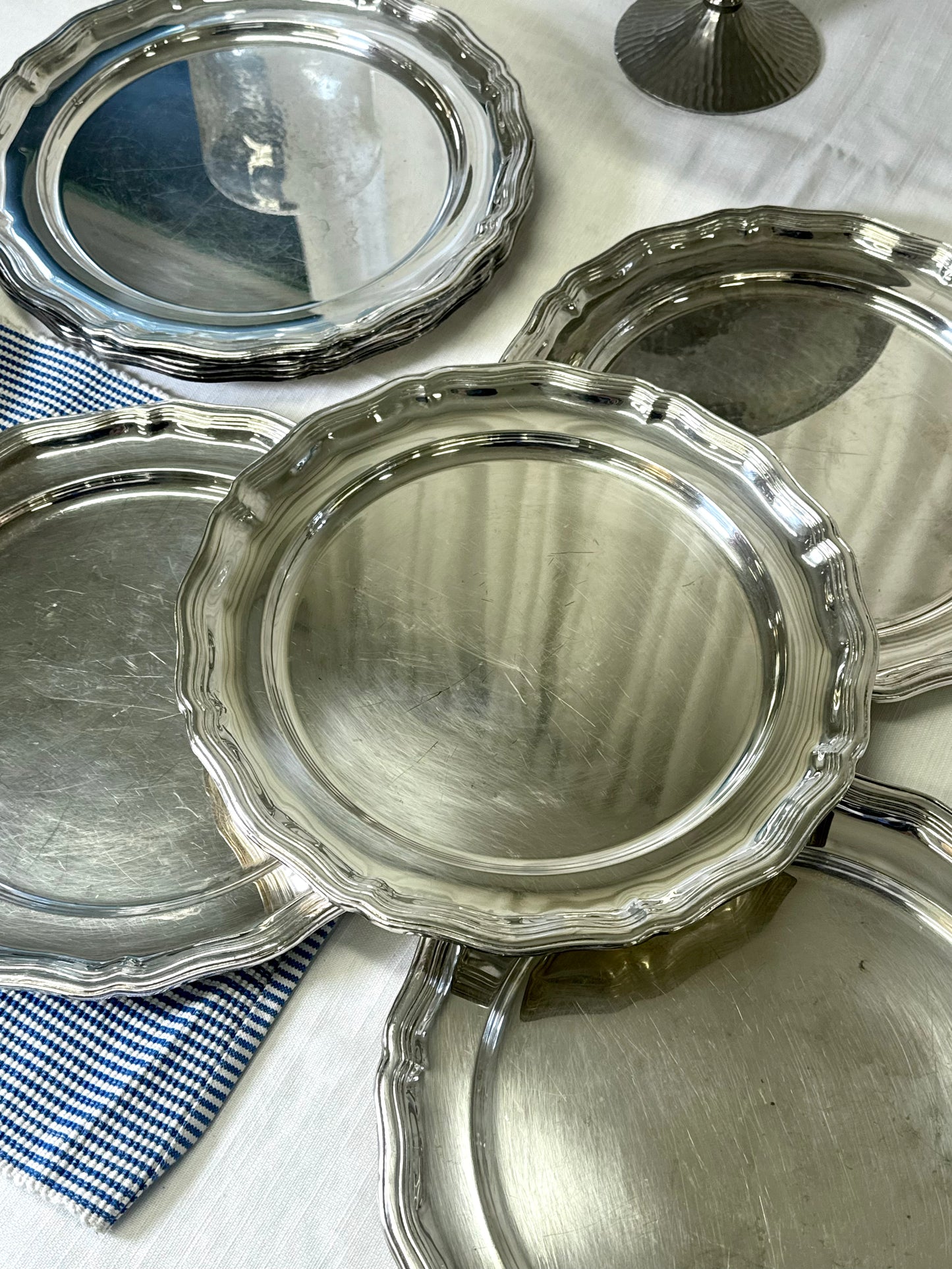 Silver pleated plates