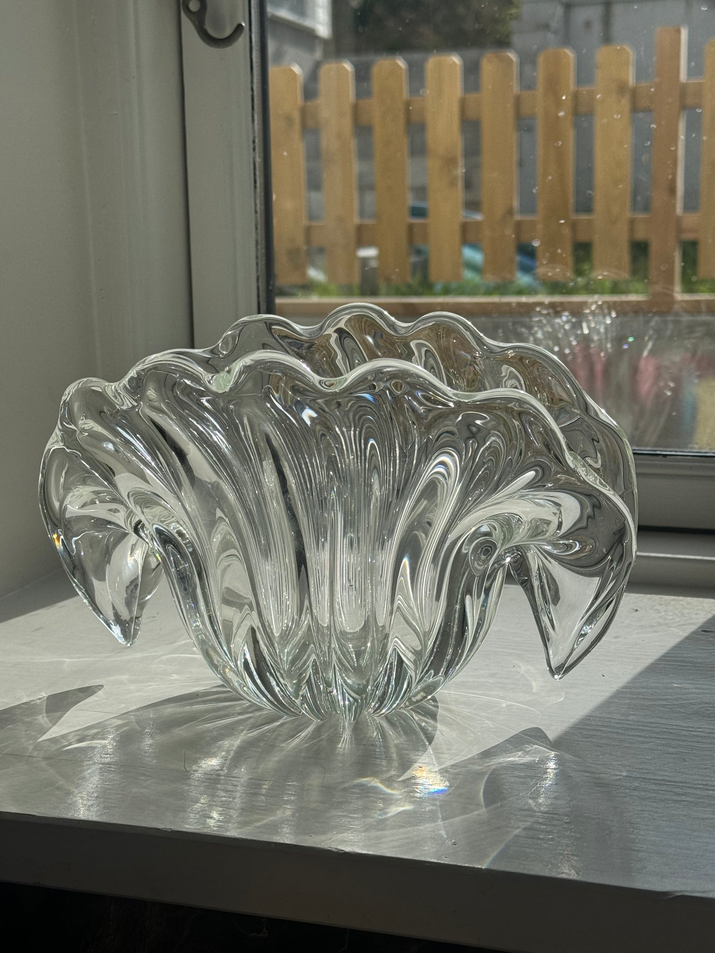 Murano clam vase clear