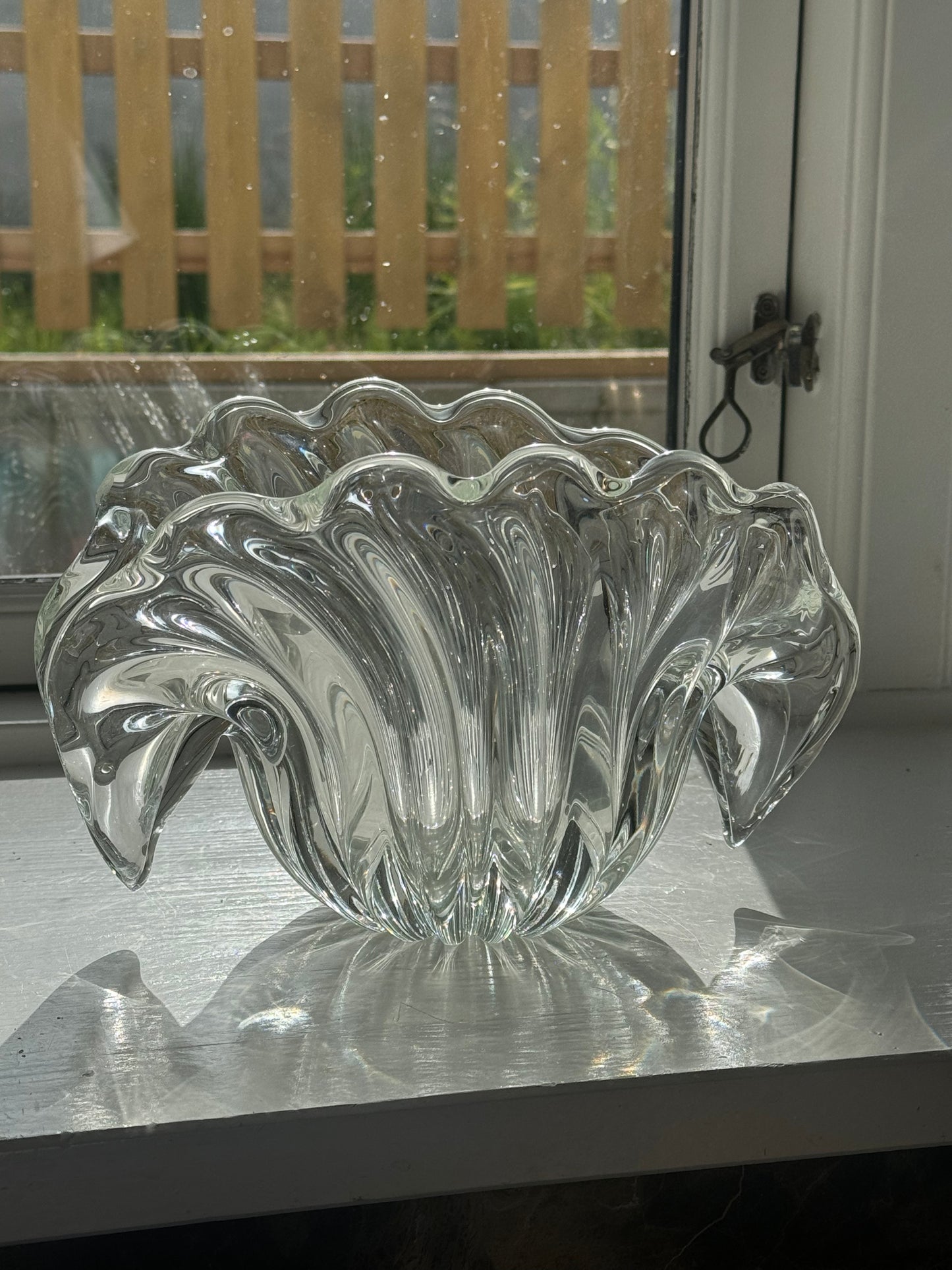 Murano clam vase clear