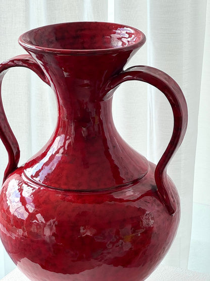 Red ceramic vase