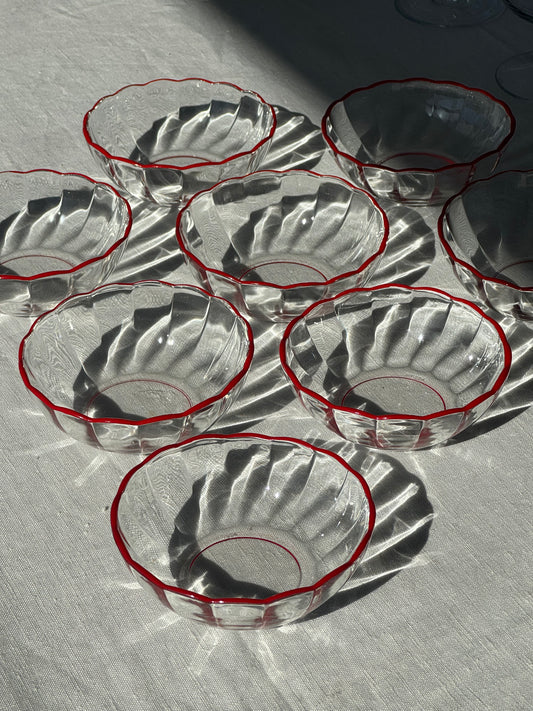 Red rim bowls