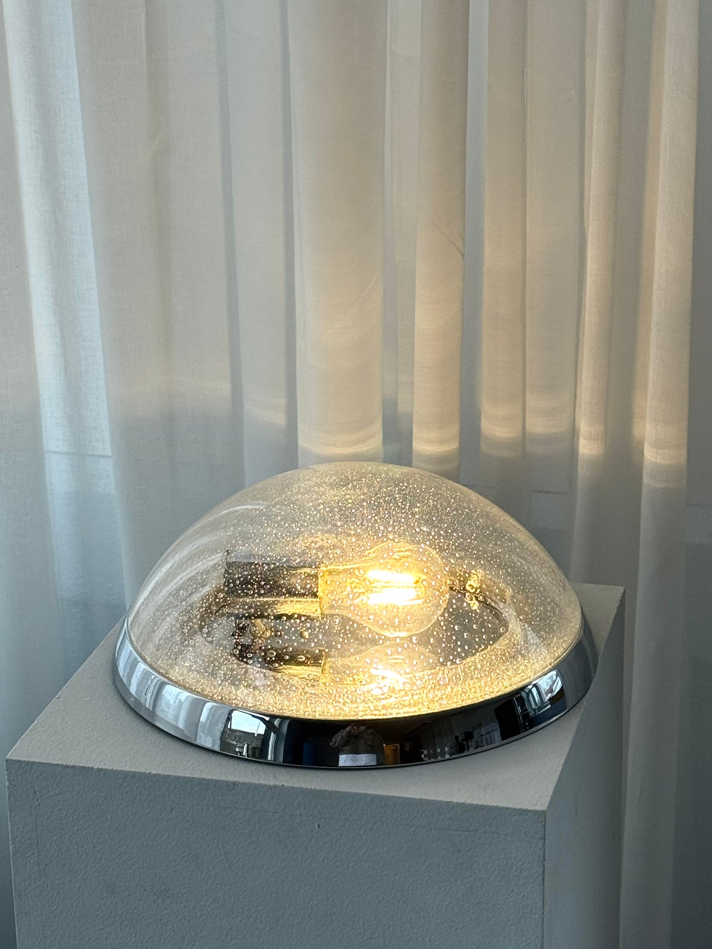 Chrome and glass lamp