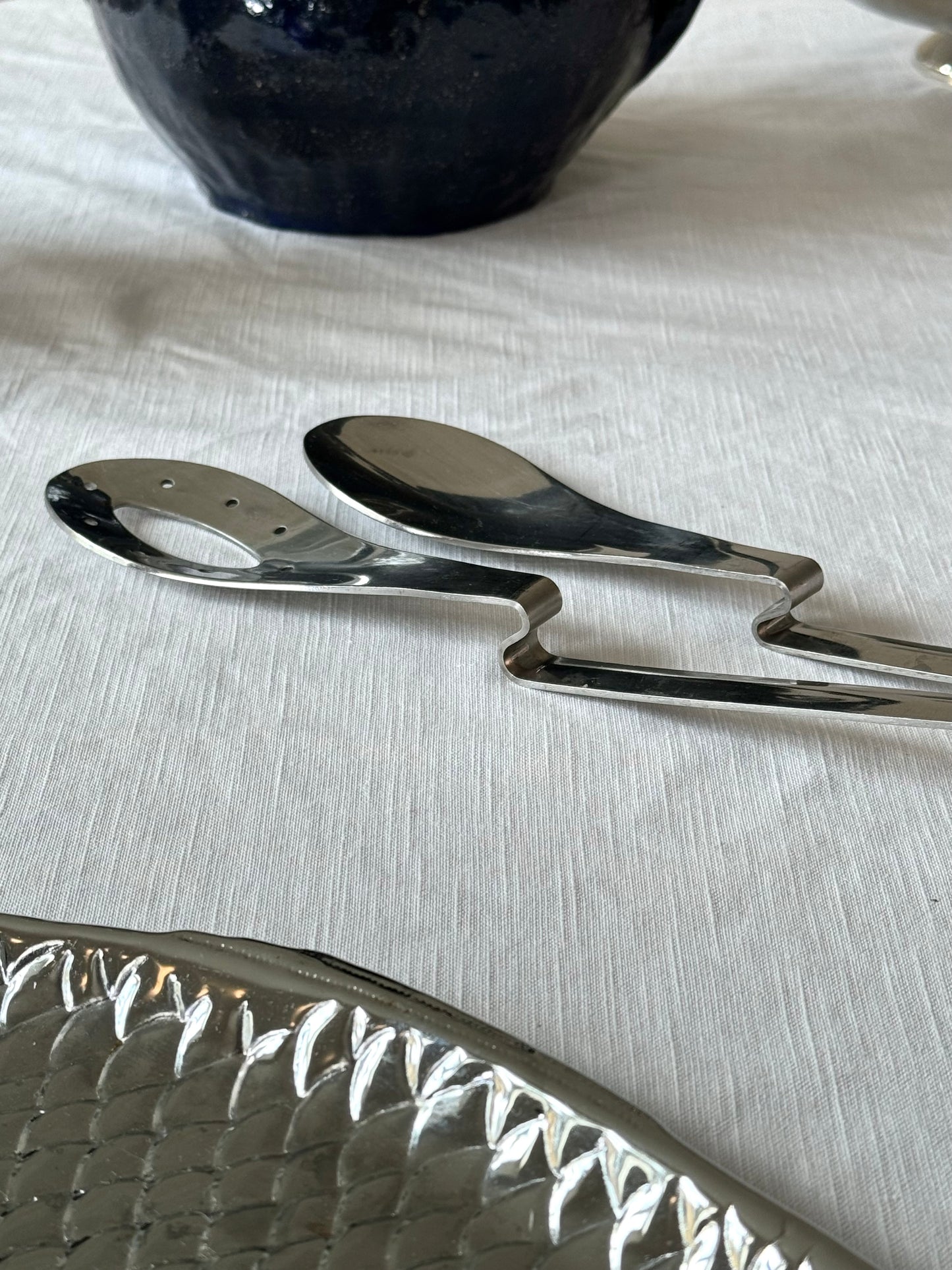 Steel salad servers