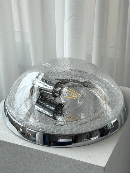 Chrome and glass lamp
