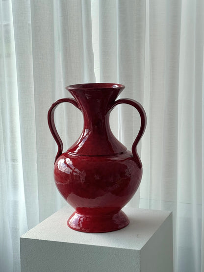 Red ceramic vase