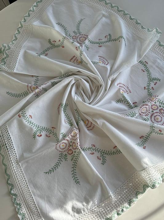 Green and Brown tablecloth