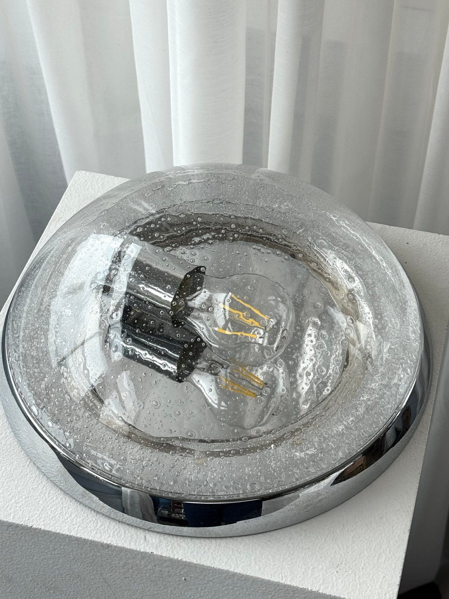 Chrome and glass lamp
