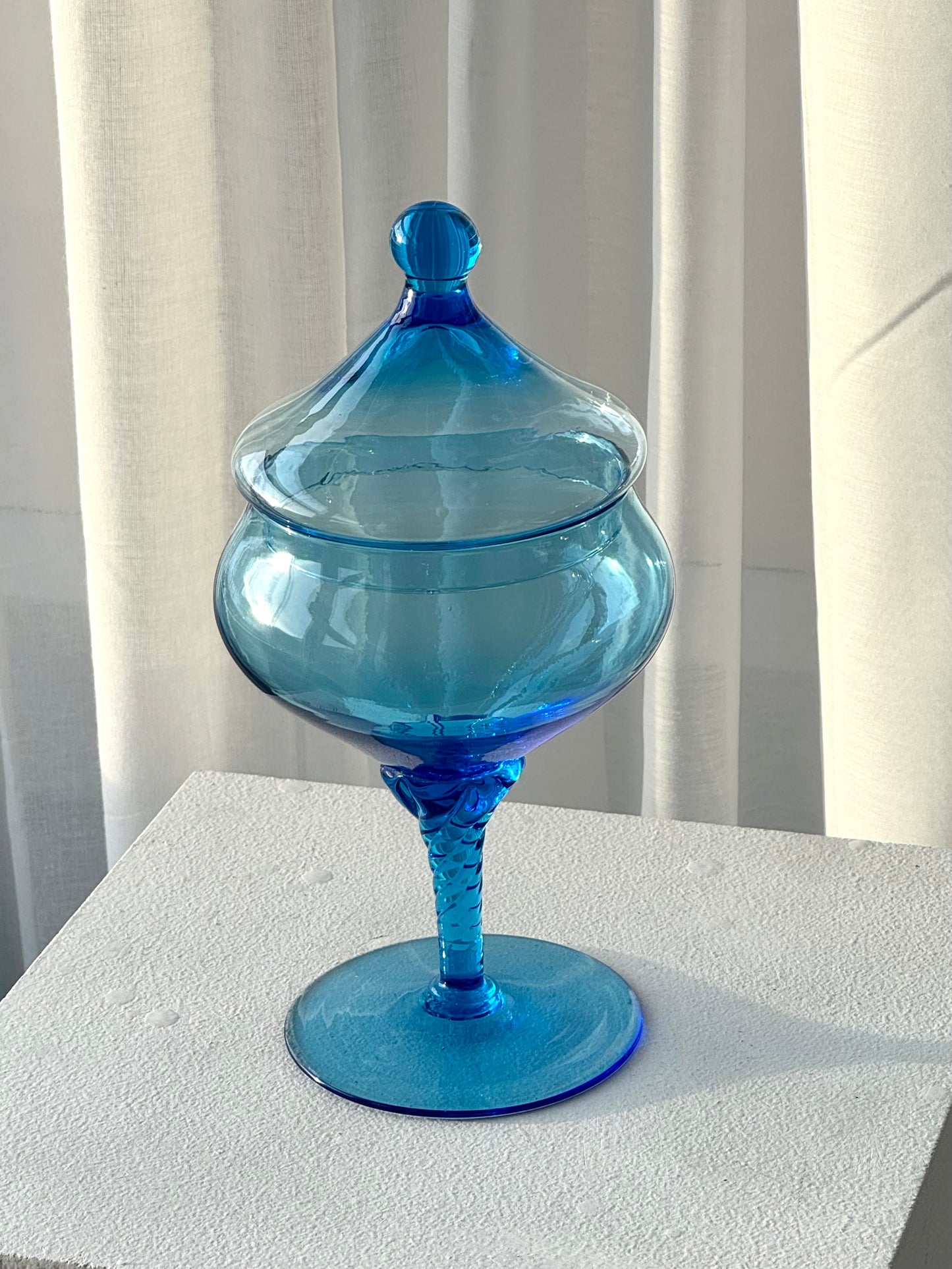 Blue glass bonbonniere