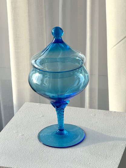 Blue glass bonbonniere