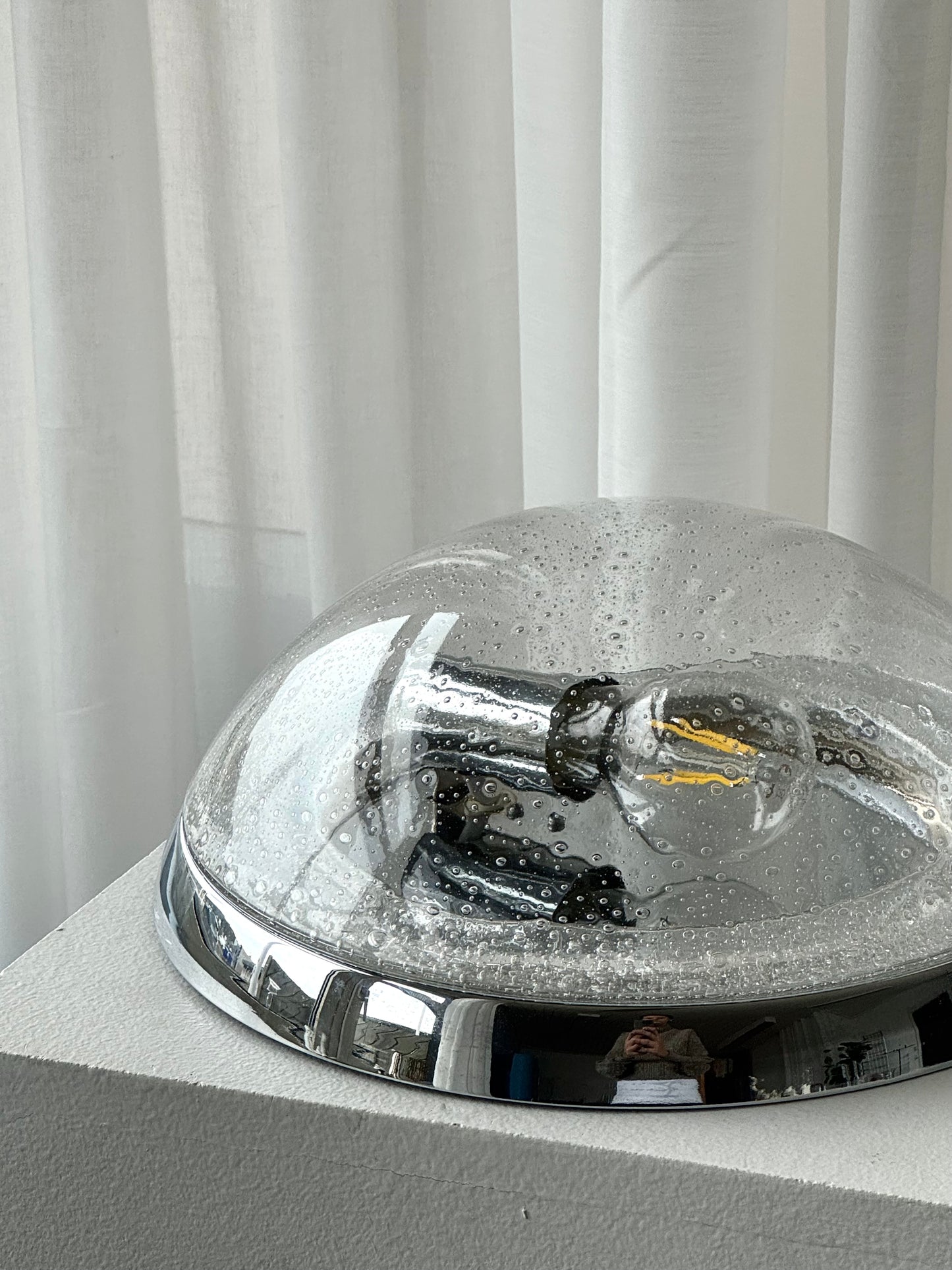 Chrome and glass lamp