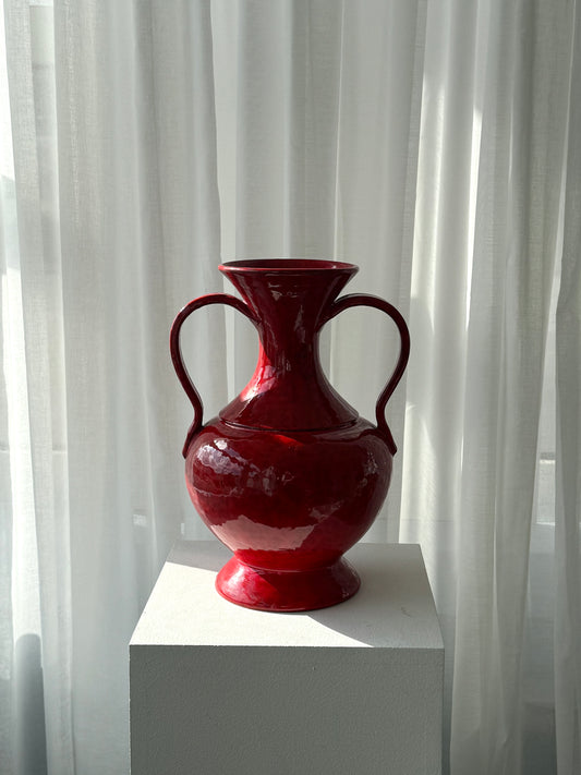 Red ceramic vase