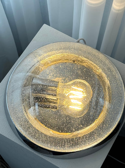 Chrome and glass lamp