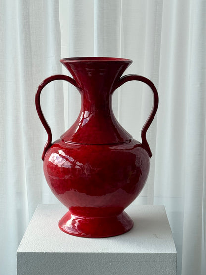 Red ceramic vase