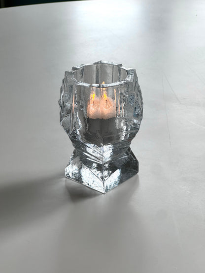 Heavy glass candleholder