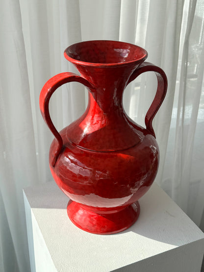 Red ceramic vase