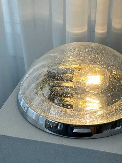 Chrome and glass lamp