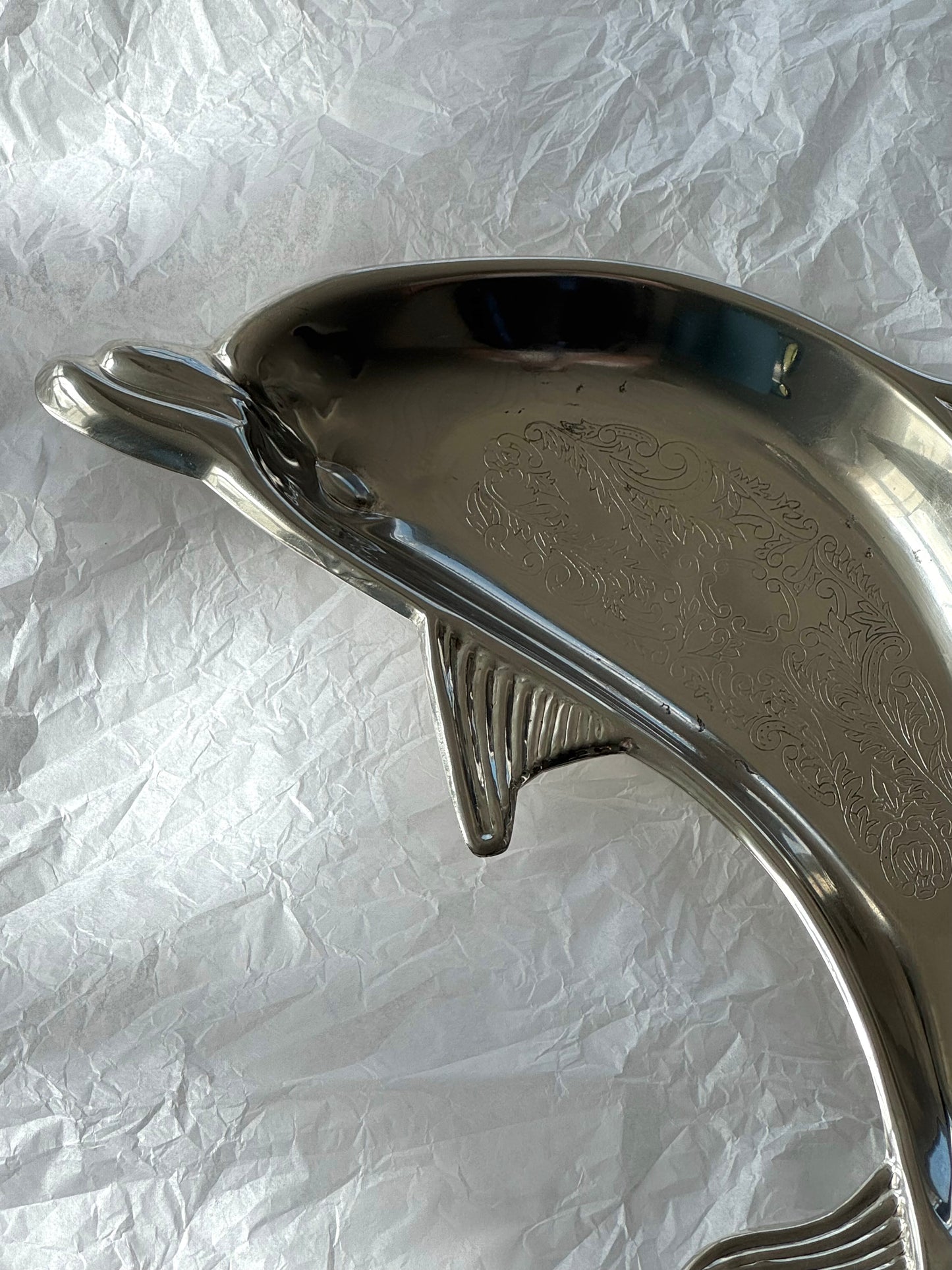 Silver plated dolphin bowl