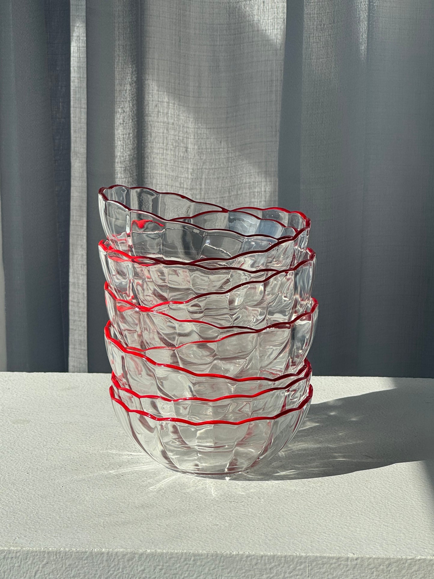 Red rim bowls