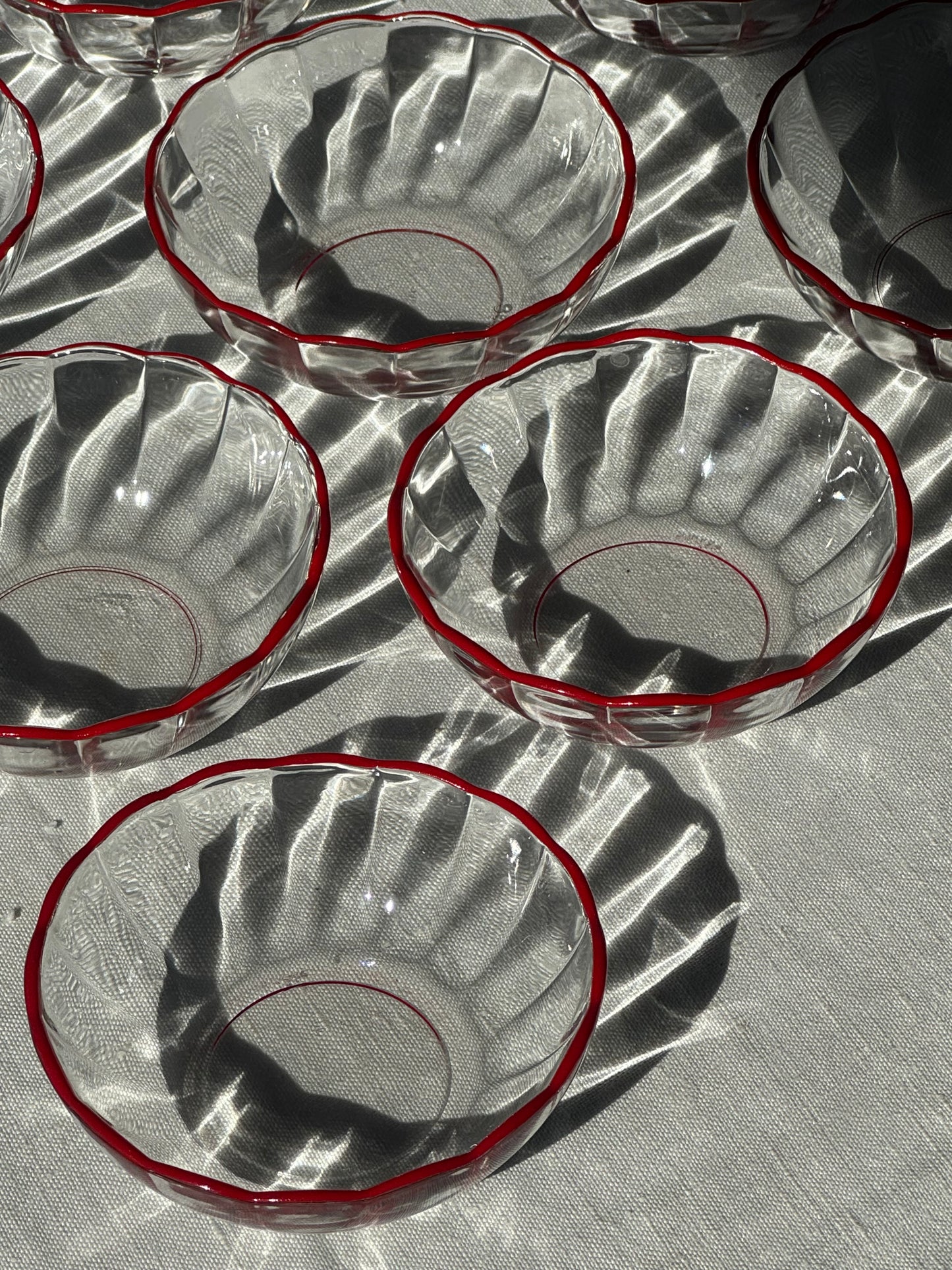 Red rim bowls