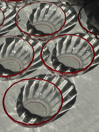 Red rim bowls
