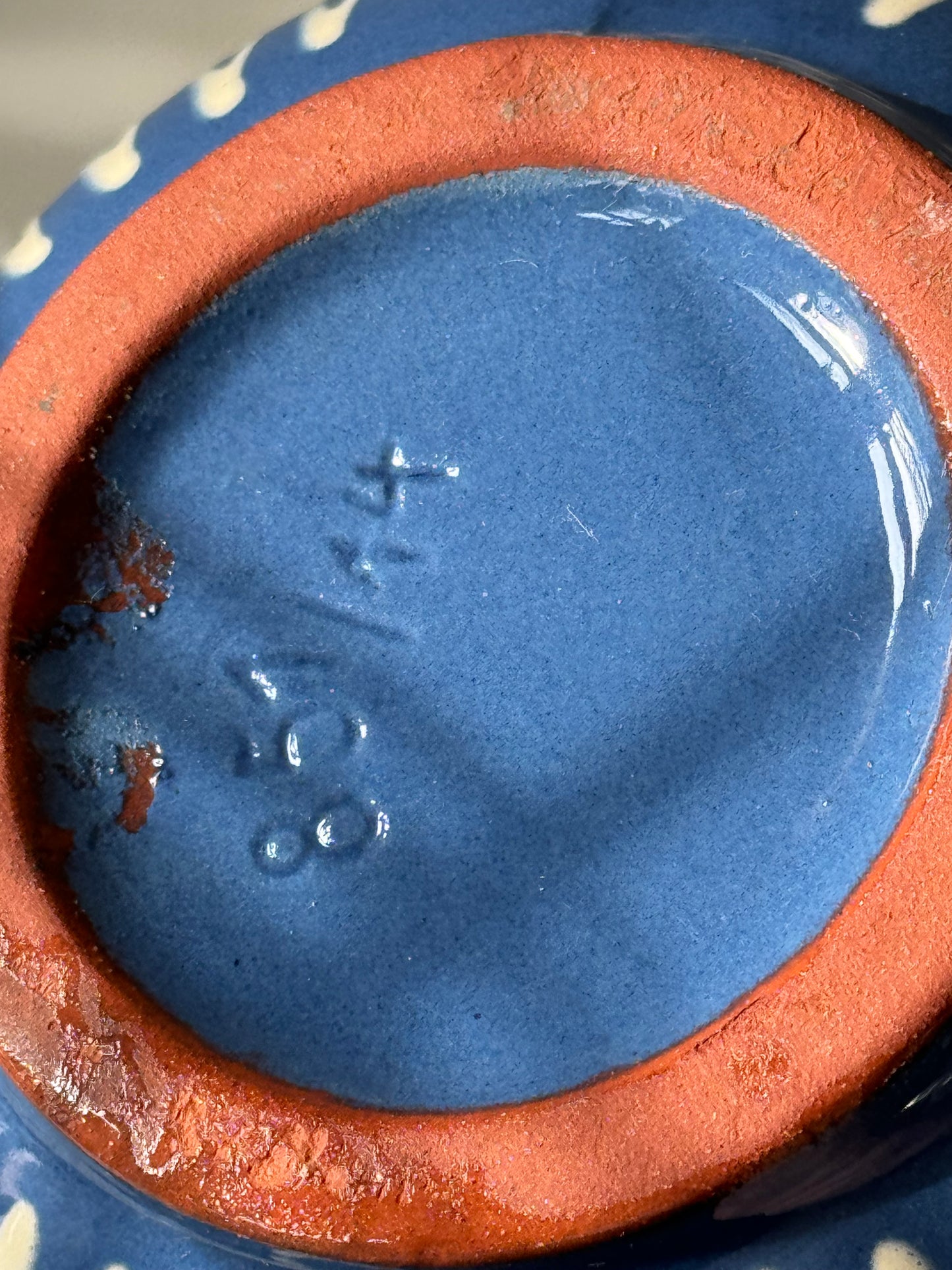 Blue ceramic pitcher
