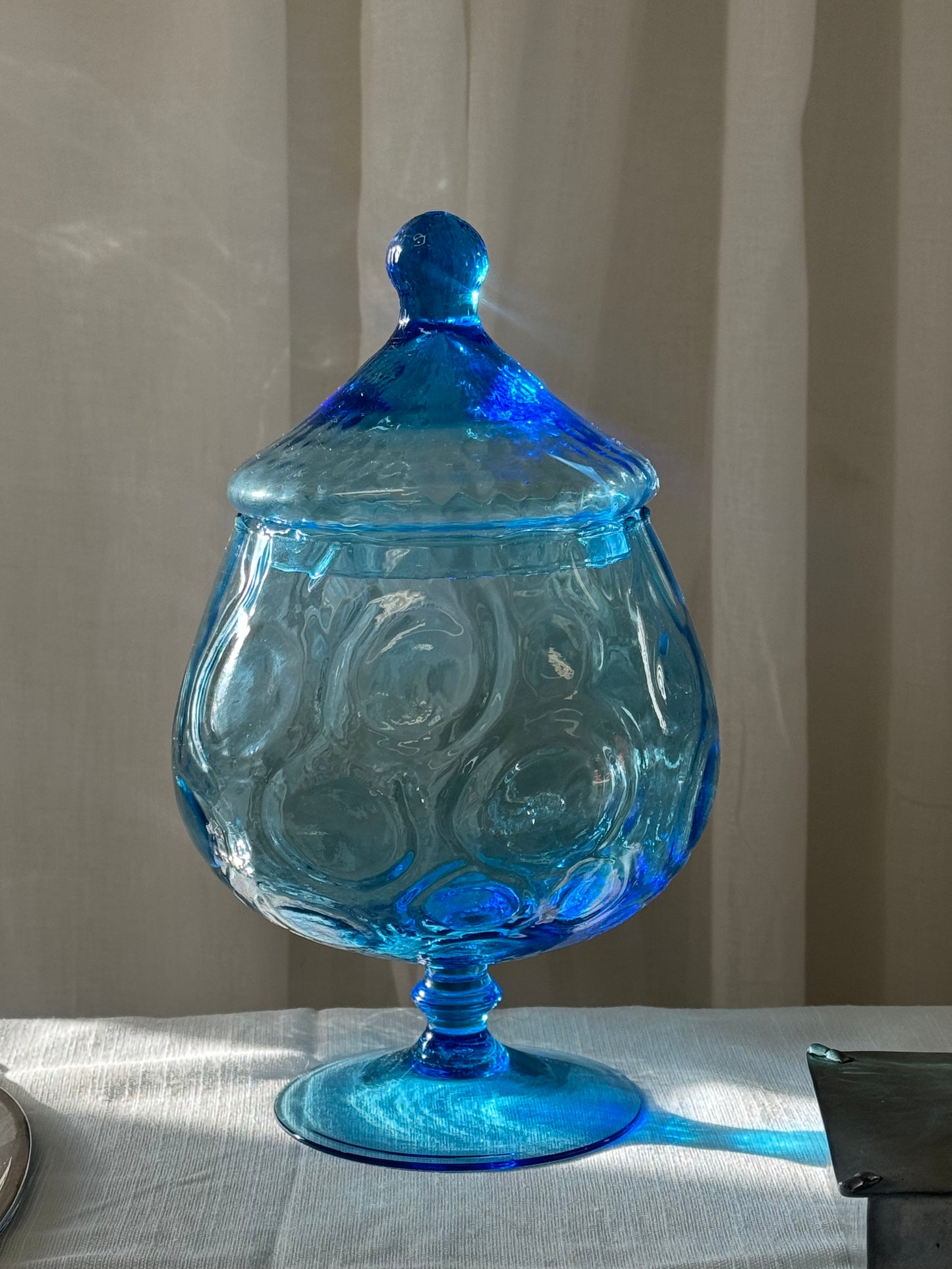 Blue glass bonbonniere