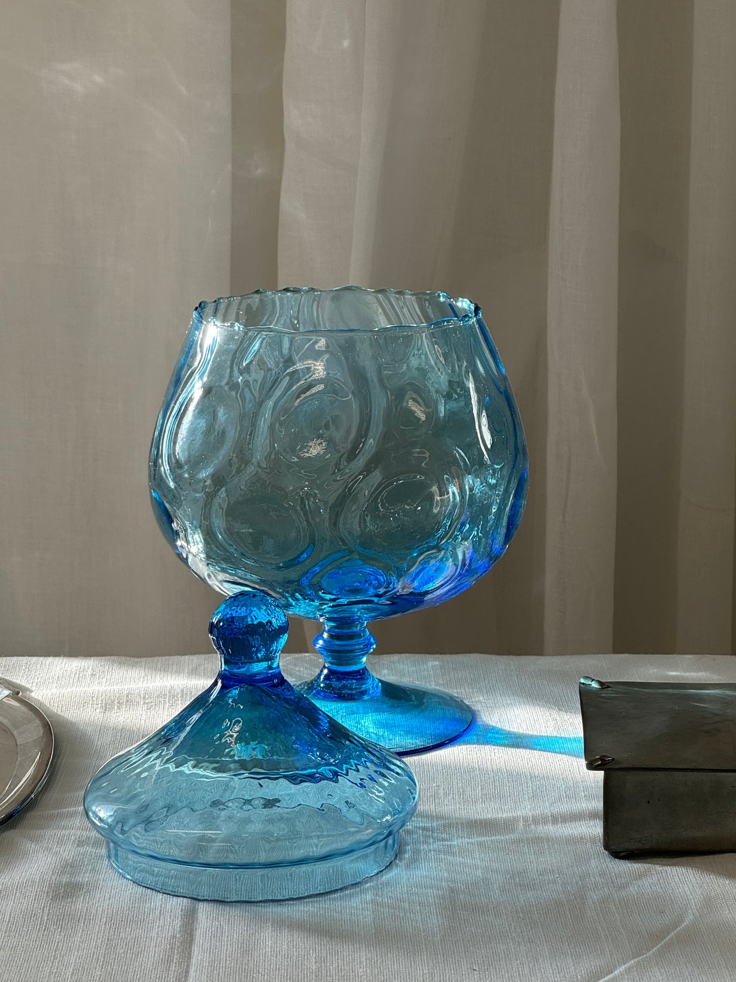 Blue glass bonbonniere