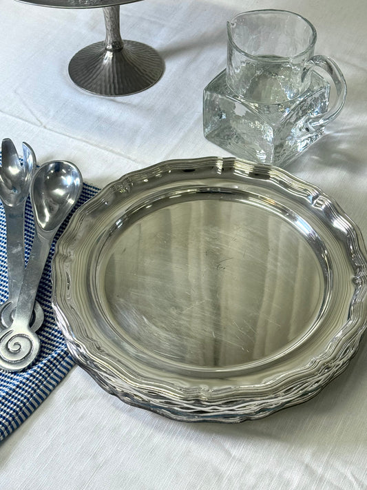 Silver pleated plates