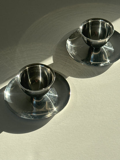 Steel eggcups on foot