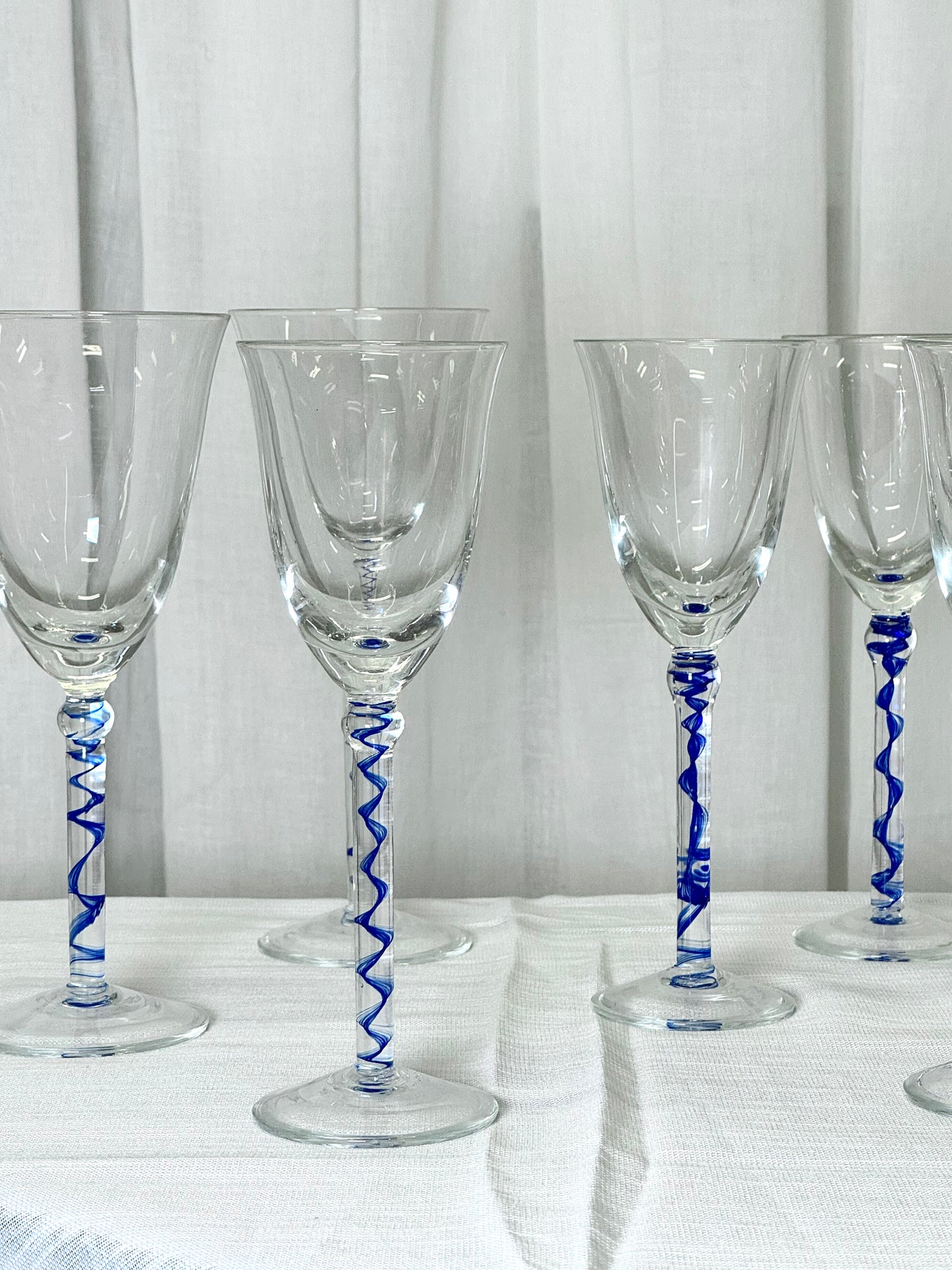 Blue stem wine glass