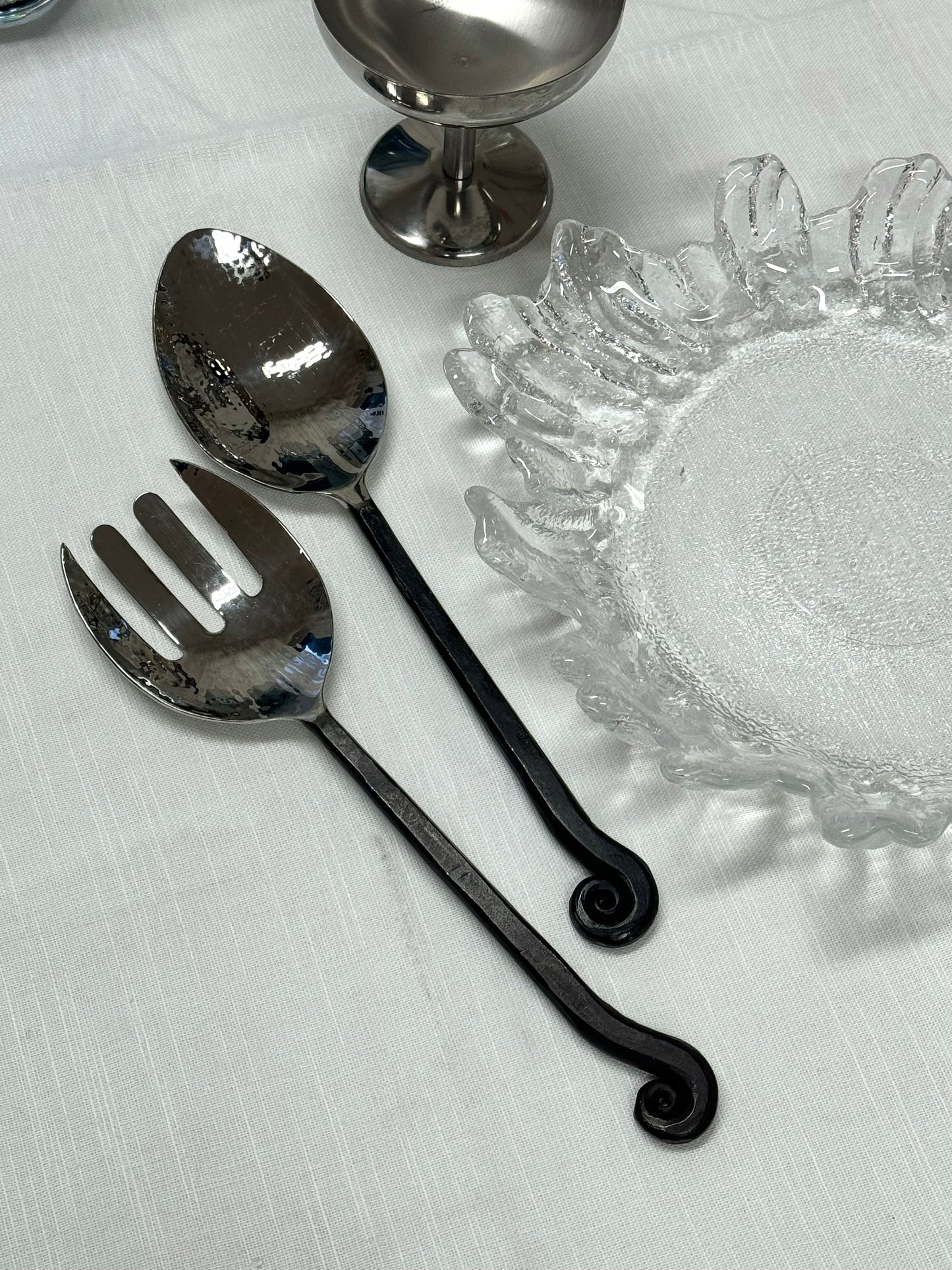 Salad servers coiled end