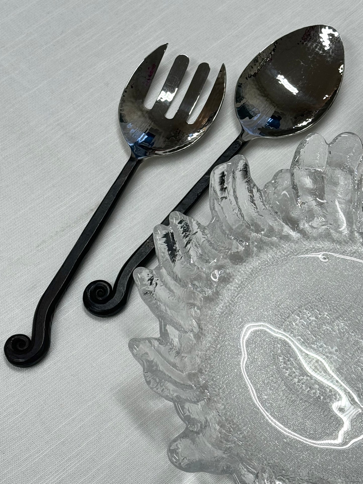 Salad servers coiled end