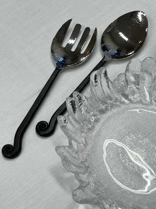 Salad servers coiled end